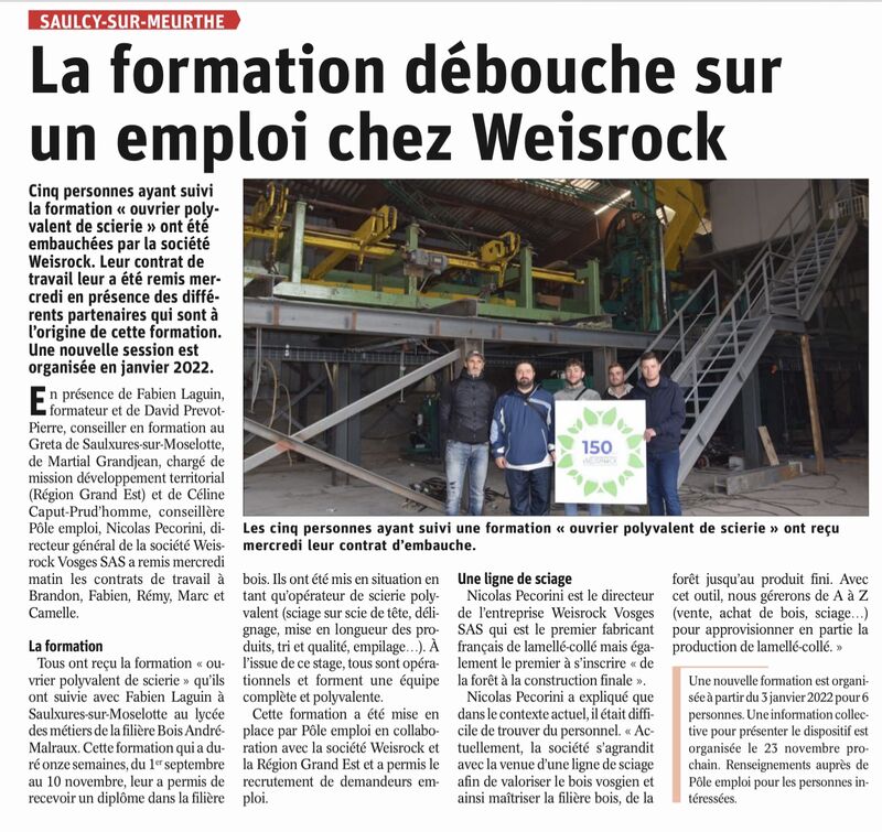 Article Vosges Matin du 26/11/2021